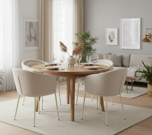 Krzesło tapicerowane beżowe VOIS kaszmirowe nogi