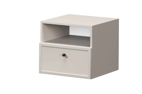 Szafka nocna wisząca Lorini z szufladą 45 cm kaszmir, czarny uchwyt