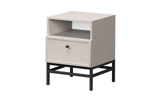 Szafka nocna z szufladą 45 cm Lorini kaszmir, metalowy stelaż