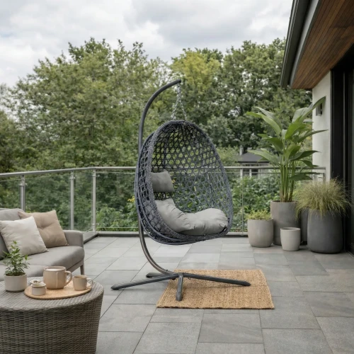 Fotel do ogrodu wiszący AURA z technorattanu Grafit