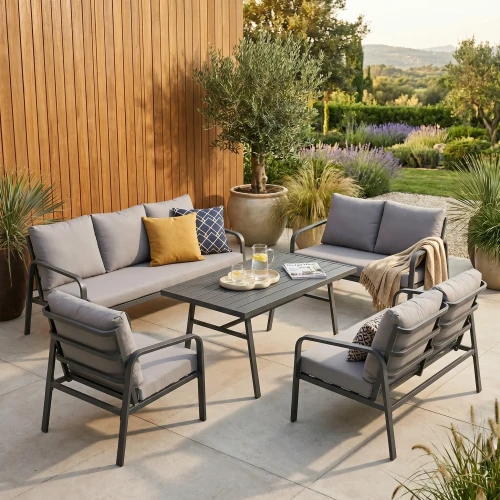 Meble ogrodowe SAN REMO zestaw 7 osobowy aluminium grafit