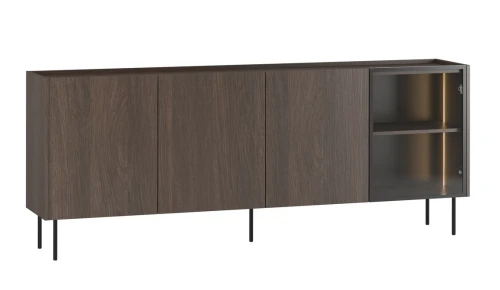Komoda 220 cm czterodrzwiowa DUNARI podświetlenie LED dąb Dunin