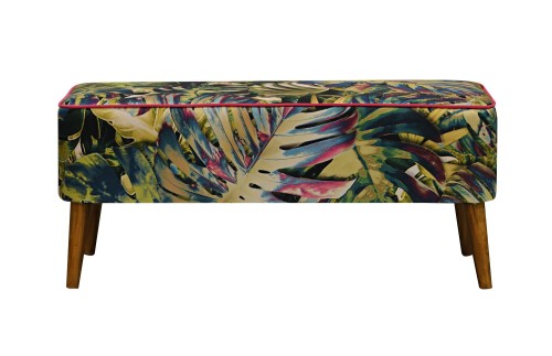Ławka tapicerowana do salonu MR. MONSTERA FLUO