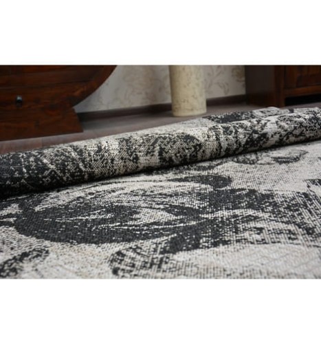 DYWAN SZNURKOWY SIZAL FLOORLUX 20491 KWIATY szary/czarny