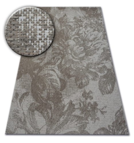 DYWAN SZNURKOWY SIZAL FLOORLUX 20491 KWIATY beżowy