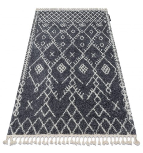 Dywan z frędzlami do salonu BERBER TANGER B5940 szary / biały