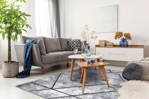 Dywan nowoczesny COZY 8872 geometryczny trójkąty Strukturalny szary