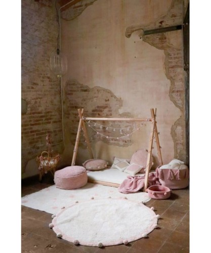 Poduszka dekoracyjna dla dzieci okrągła różowa Bubbly Vintage Nude Lorena Canals