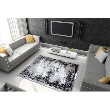 Dywan vintage przecierany szary czarny