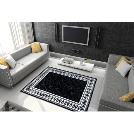 Dywan czarny glamour ramka grecki