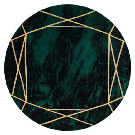 Dywan okrągły butelkowa zieleń ze złotym EMERALD