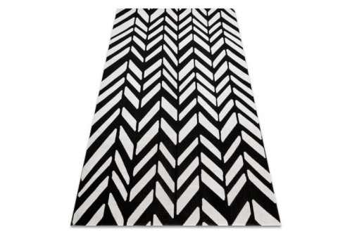 Dywan nowoczesny czarno biały jadełka chevron MUNDO E0571 zewnętrzny