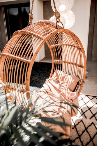 Fotel wiszący boho rattanowy Kalipso