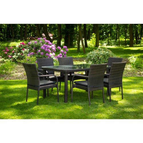 Komplet mebli ogorodowych Stół + 6 krzeseł technorattan PASSO