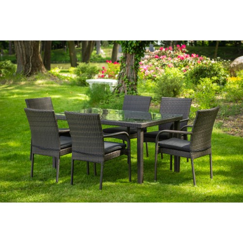 Komplet mebli ogorodowych Stół + 6 krzeseł technorattan PASSO