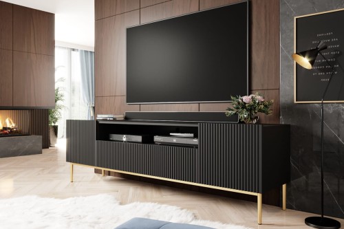 Szafka rtv czarna mat 200 cm