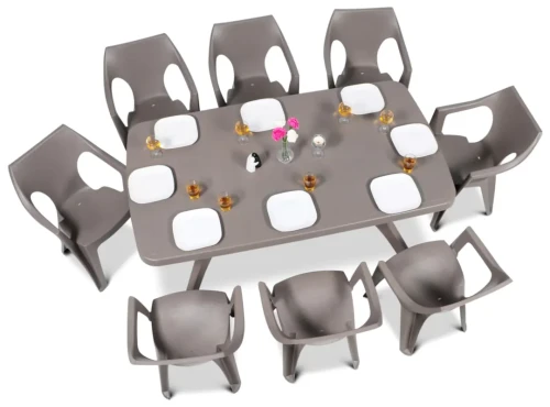 Zestaw ogrodowy dla 8 osób stół z krzesłami Baltimore Cappuccino