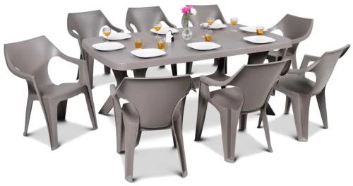 Zestaw ogrodowy dla 8 osób stół z krzesłami Baltimore Cappuccino