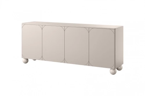 Komoda beżowa 200 cm czterodrzwiowa na nogach kulach SORELLA