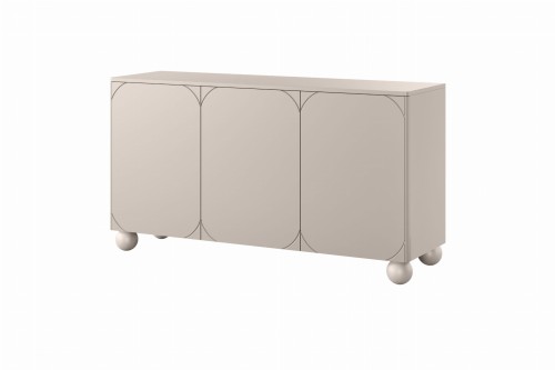 Komoda beżowa 150 cm trzydrzwiowa na kulach SORELLA