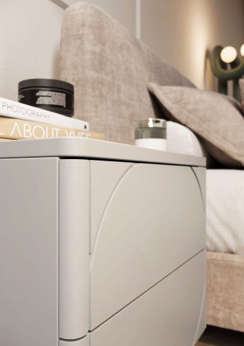 Szafka nocna z dwoma szufladami beżowa 45 cm Sorella nogi kule