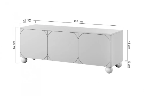 Wymiary szafka-rtv-trzydrzwiowa-sorella-na-nogach-kulach-150-cm-oliwka