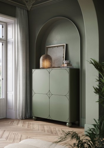 Kredens do salonu 120 cm oliwkowy z szufladami Sorella